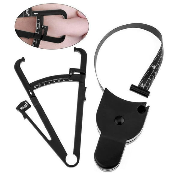 2-Piece Body Fat Caliper & Measuring Tape Set – Accurate Skinfold Calipers & BMI Tape Measure for Fitness, Body Composition & Weight Loss TIKA