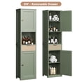 thumbnail image 5 of 2PCS Bathroom Storage Cabinets 64" Tall Narrow Wooden Cabinets Set of 2 with Doors Shelves Drawer Green, 5 of 7