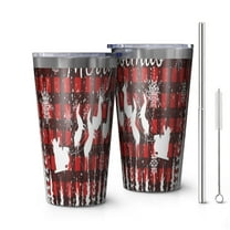 16oz Tumblers Red Christmas Pattern Stainless Steel Vacuum Insulated Double Wall Travel Tumbler Cups Mug with Lid and Straw,Cleaning Brush for Coffee,Tea