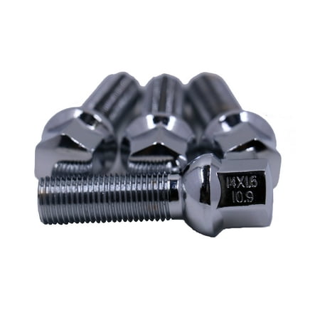 - (4) 14x1.5 Chrome Radius Ball Seat Lug Bolts 35mm Shank - Tuner Audi VW Porsche
