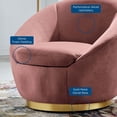 thumbnail image 3 of Armchair Swivel Accent Chair, Pink Gold, Velvet, Modern Contemporary, Living Lounge Cafe Room Hotel Lobby Hospitality, 3 of 7