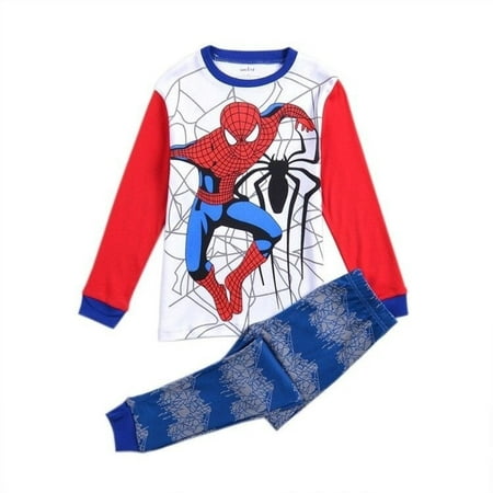 Spiderman Outfit Baby Boy Cotton Pajama Kids Long Sleeve T-shirt+Pants Sleepwear