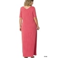 thumbnail image 4 of Zenana Plus Size Relaxed Fit V-Neck Short Sleeve Full Length Maxi Long Dress w/ Side Pockets, 4 of 4