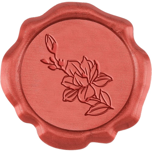 Sellos de cera autoadhesivos Magnolia, 50 unidades, color rojo, para sobres de flores
