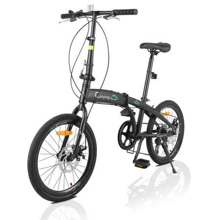 Zimtown 20" Adult Folding Bike, 7 Speed Shimano Lightweight City Commuter Bicycle, Black