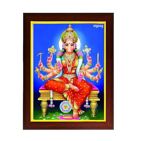 zig zag Varahi Amman Photo Frame For wall / Pooja room Size Medium ( 13.5x9.5 inches, Acrylic Glass, Brown