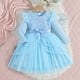 thumbnail image 4 of Arcos para Niñas Vestido de Malla de Manga Voladora con Cinturón Color Sólido Nudo de Arco Vestir Fiesta Casual Niños Vestido de Primavera, 4 of 7