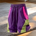 thumbnail image 4 of JOANKDMI Athletic Shorts for Women with Pockets Basketball Wide Leg Drawstring Quick Dry Color Patchwork Straight Comfortable Elastic Waisted Bottoms Sports Gym Outdoor Shorts, 4 of 5