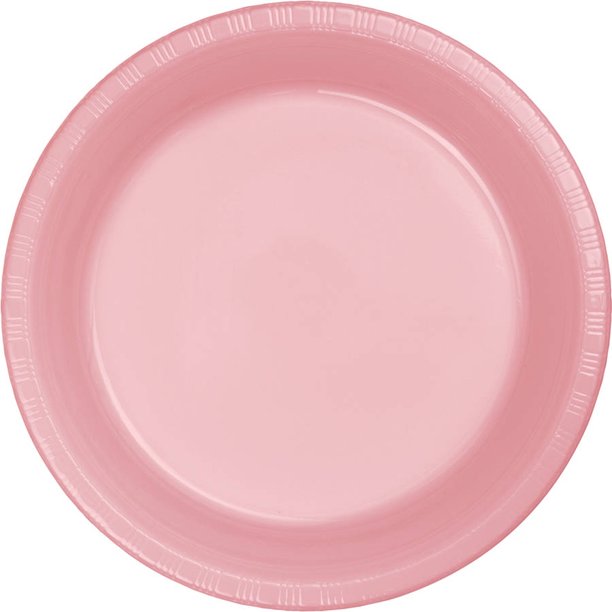 Classic Pink Plastic Plates, 20Pack