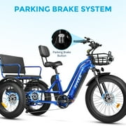 Zycle Z700 Electric Trike for Adults, 750W Rear Motor Electric Trike with Passenger Seat, 20AH 48V, 2 Seater Electric Tricycle, Parking Brake, Differential