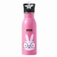 thumbnail image 1 of Kids' 304 Stainless Steel Sports Water Bottle with Straw - Safe, Durable & Stylish Handy Cup for Active Children, School, Sports & Daily Hydration – Pink Rabbit Design (K601), 1 of 6