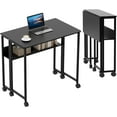 thumbnail image 1 of 24.8" Portable Computer Table,135 lb Capacity,Rolling Computer Table on Wheels, Sturdy Iron Frame,Easy Assembly,Space-Saving Collapsible Laptop Desk with Storage Shelf, 1 of 22