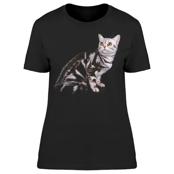 Grey Shorthait Cat Poses T-Shirt Women -Image by Shutterstock, Female Large