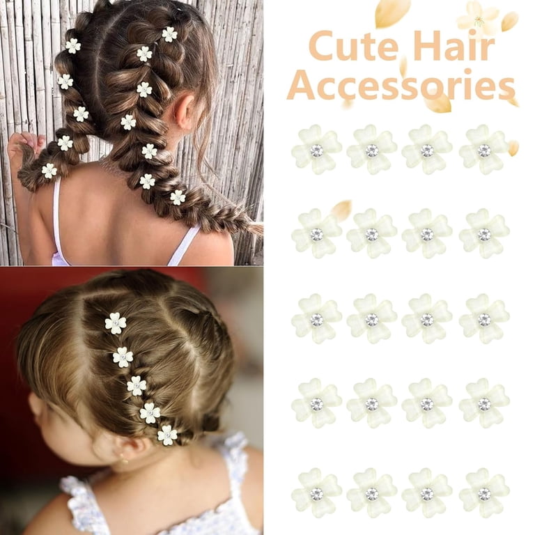 20 Pcs Mini Yellow Flower Hair Clips with Rhinestone Cute Hair
