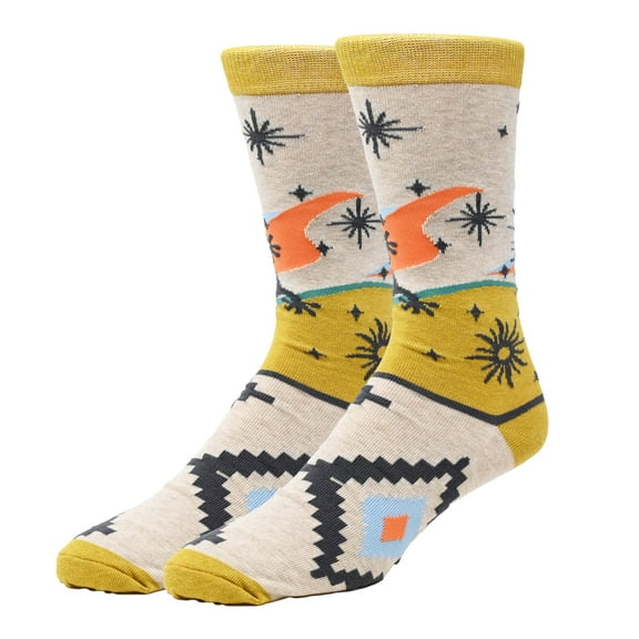 Sock It Up Men's Colorful Patterned Dress Socks, Premium Cotton Casual Fashion Crew Socks, Echo Sands