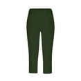 thumbnail image 5 of CheerKidz Women's Slim Fit Capri Pants, Summer Solid Color Elastic Waist Yoga Gym Pants with Splicing Design Lightweight Quick-Drying Workout Pants(Army Green,M), 5 of 6
