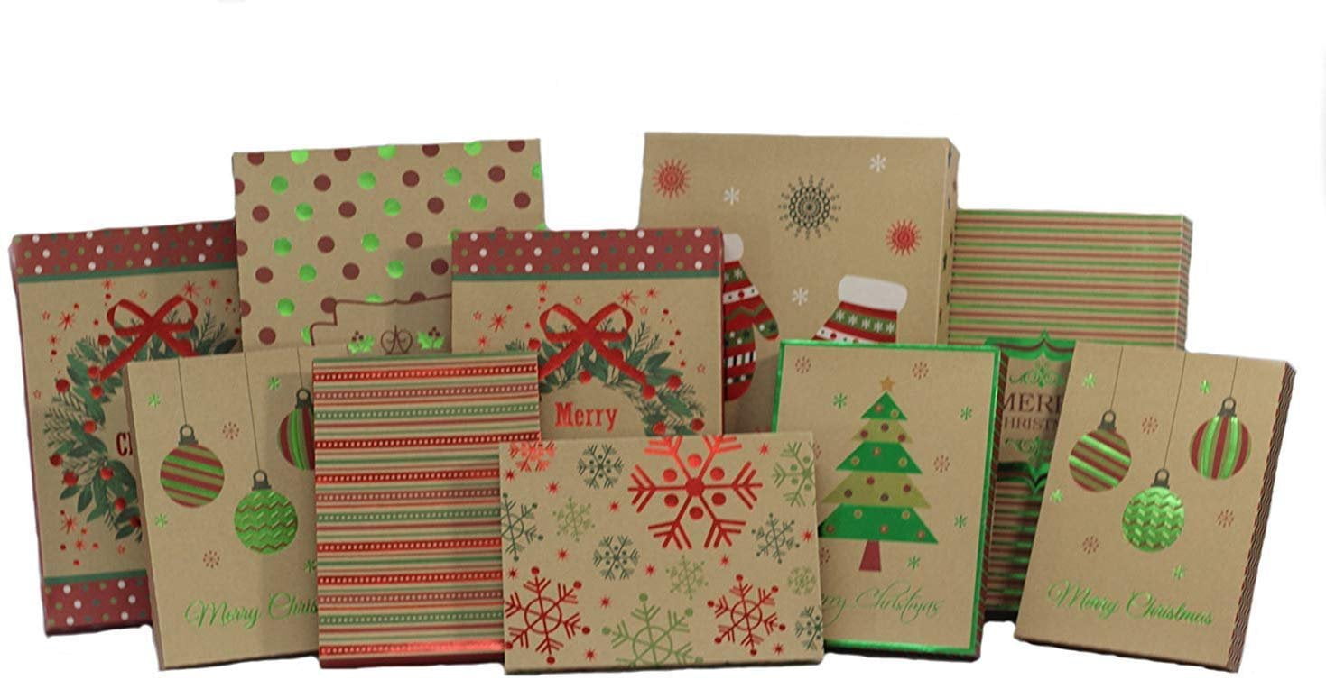 Foil Kraft Gift Boxes Christmas Value Pack