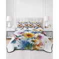 thumbnail image 2 of Quilts Queen Size Bedding Set, Hummingbird Reversible Summer Quilt 3 Pieces, Spring Farmhouse Oil Painting Sunflowers Lightweight Bedspreads Coverlets with 2 Pillow Shams for All Seasons, 2 of 5