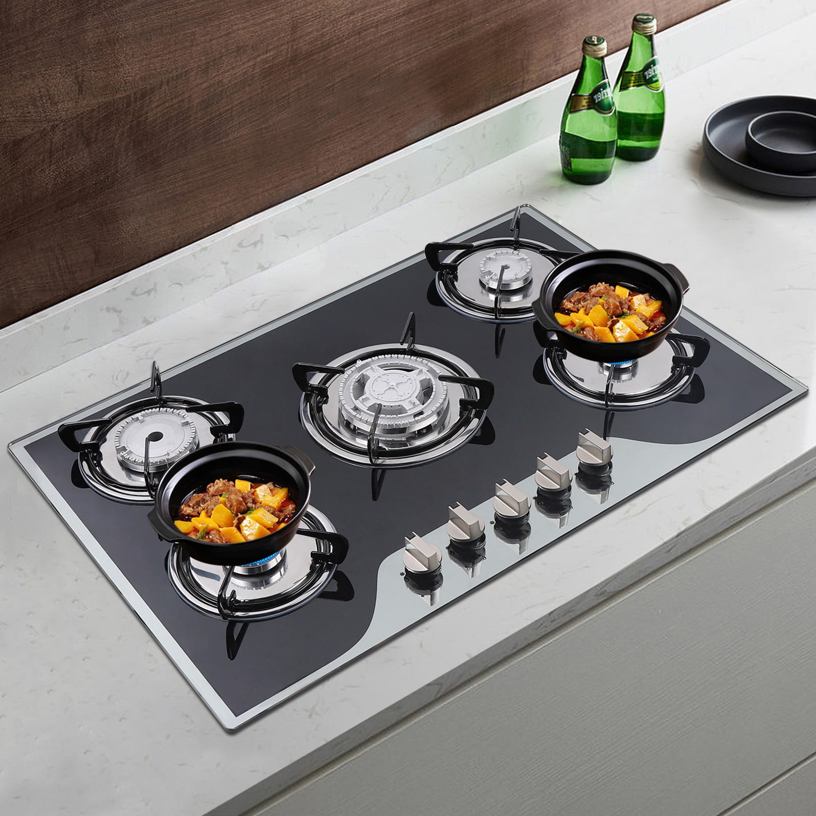 30.5*20.1 Cook Top 30 Inch Stainless Steel Built-in 5 Burners Stove LPG/NG Gas Cooker Hob for Restaurants
