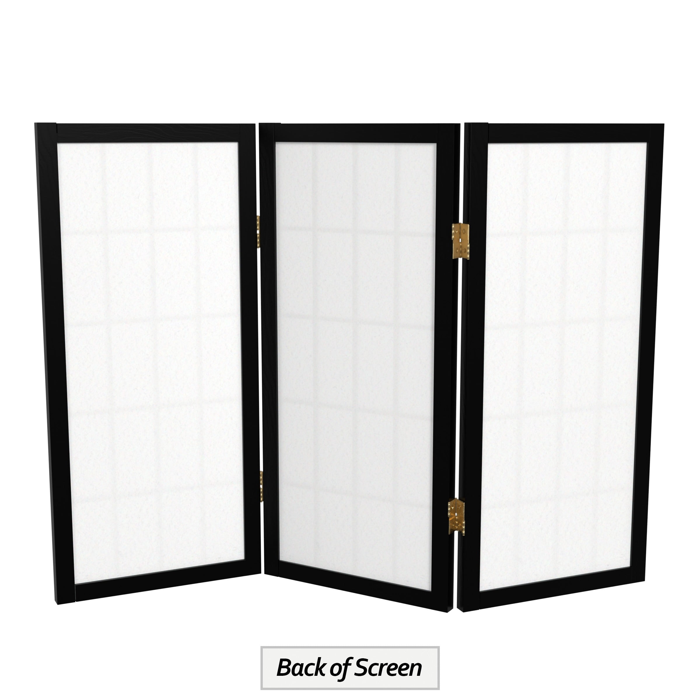 2 ft. Tall Desktop Window Pane Shoji Screen - Black - 3 Panels