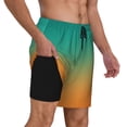 thumbnail image 2 of Sikiie Orange To Teal Gradient1 Print Men's Double Layer Swimming Trunks, Adjustable Waistband and Pockets Sports Swimming Trunks, Beach Swimwear-Large, 2 of 6