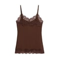 thumbnail image 4 of Gynyvoja Lace Camisole Top One Lined Tank Top Spaghetti Strap Club Party Shirt Brown S, 4 of 9