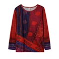 thumbnail image 4 of ICHUANYI Women's Stylish Long Sleeve Shirt Retro Print Cute Pullover Round Neck Soft Lightweight Casual Loose Top Fall Winter Clothing 2023, 4 of 4