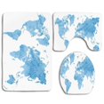 thumbnail image 1 of ABPHQTO Mapa azul Estilo acuarela Mapa del mundo Artístico Pantalla color pastel Continentes Azul claro Blanco 3 piezas Alfombra de baño Alfombra de contorno y tapa de inodoro ABPHQTO Cont-CHAPPLE-26866, 1 of 2
