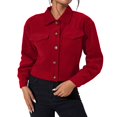thumbnail image 3 of Tqcoqu Corduroy Jacket for Women, Long Sleeve Button Down Cropped Jacket, Dressy Casual Lightweight Crop Shackets with Pockets, Fall Winter Outwear,2026 Fashion Outfit, 3 of 10