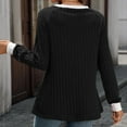 thumbnail image 5 of Lenpel Women's Tunic Tops Ribbed Knit Long Sleeve Crew Neck Color Block T Shirts Casual Tee Blouses Loose Lightweight Sweaters(Black,XX-Large), 5 of 6