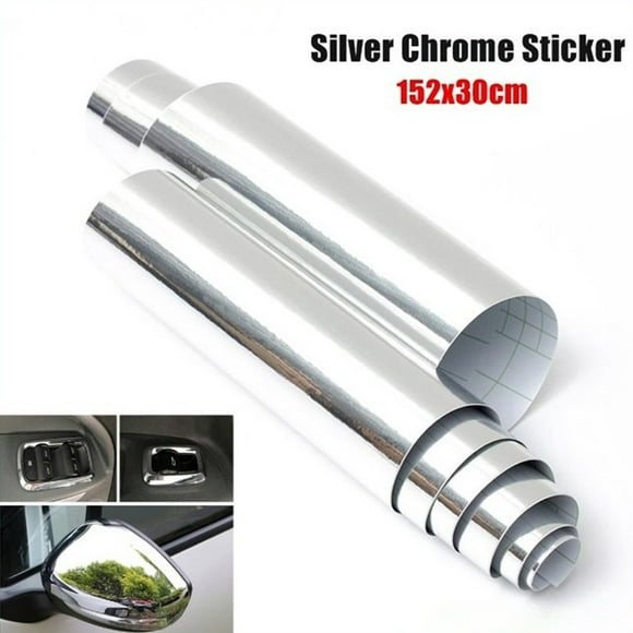 30*152Cm Car Silver Chrome Vinyl Film Wrap Sticker Decal Air Bubble Free