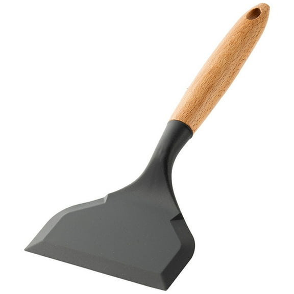 Silicone Spatula Turner with Wooden Handle, Wide Nonstick Pancake & Omelette Cooking Spatula for Eggs, Pizza, Burgers & Fish – Gray