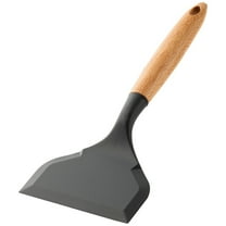 Silicone Spatula Turner with Wooden Handle, Wide Nonstick Pancake & Omelette Cooking Spatula for Eggs, Pizza, Burgers & Fish – Gray