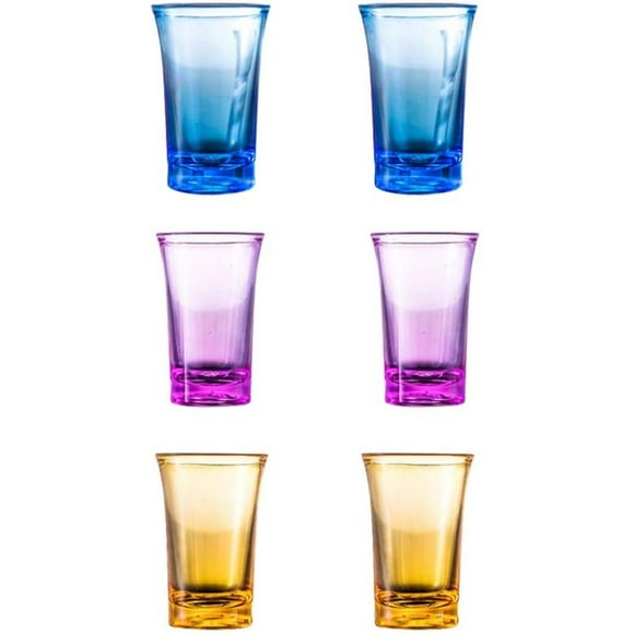 Ensemble de 6 Verres à Shooter Colorés, Ensemble de Verres à Shooter Base Mini Lourde, Verres à Shooter Colorés en Vrac, Petites Tasses à Tequila en Verre
