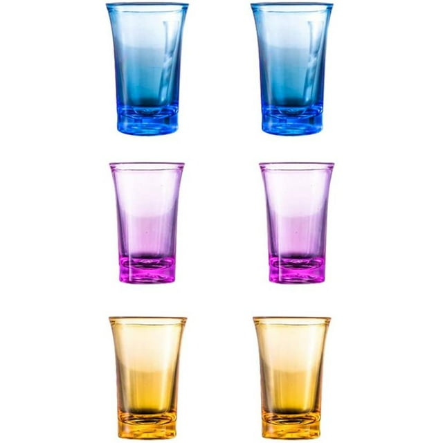 6Pcs Colored Shot Glass Set, 2 oz Heavy Base Tall Glass Set, Clear Shot Glasses Bulk