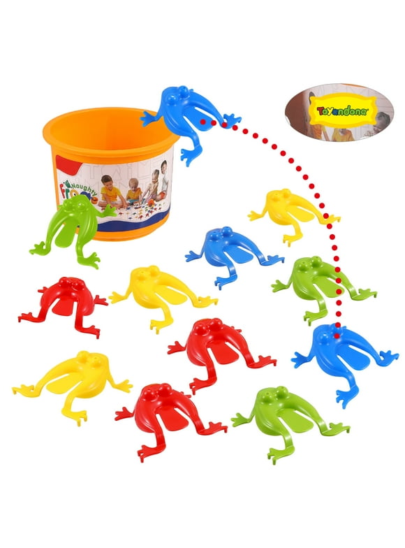 9pcs TOYANDONA 1 Set Jumping Leap Frogs Toy with Bucket Funny Educational Toys Party Favors for Children Playing