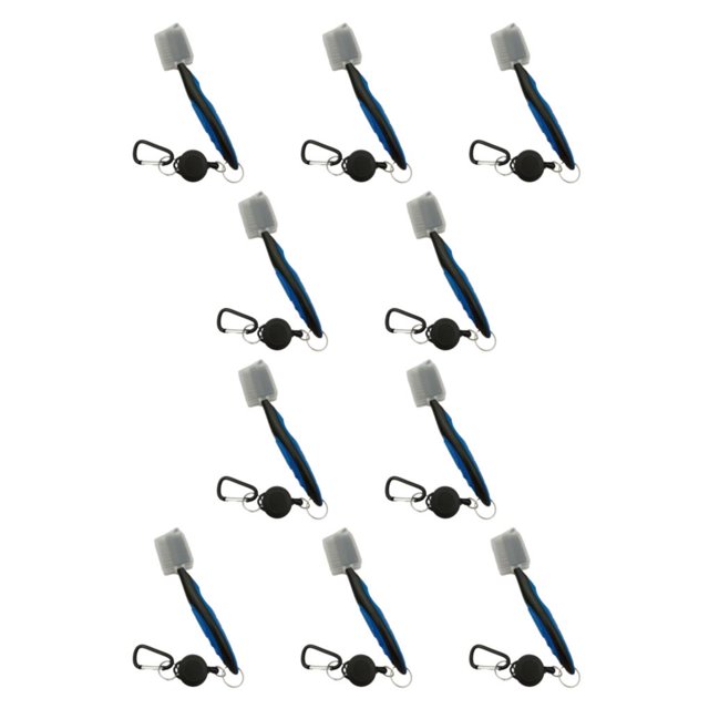 Soidarity Cepillo para palos de Golf de acero inoxidable, ergonómico, de mano, de doble cara, cepillos para zapatos, accesorios con mosquetón Azul con Tapa 10Conjunto