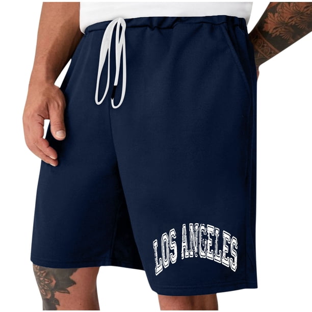Mens Casual Shorts Lace-Up Elástico Cintura Bolsillo Ejercicio Fitness Hogar Pantalones de Media Longitud para Diario