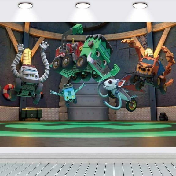 Mighty MonsterWheelies Post school Wall Decor Birthday Banner Backdrop Background Party Supplies Taspestry