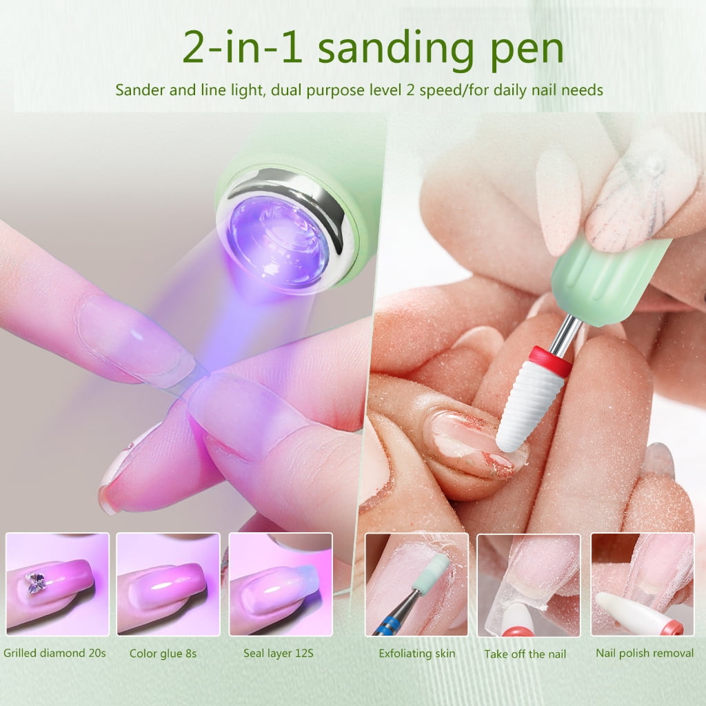 2 in 1 Electric Nail Drill Machine with Nail Lamp Nail File for Salons Home Use