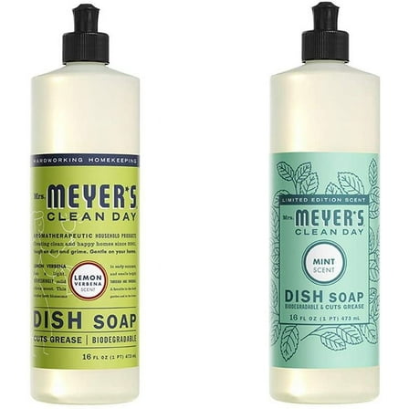 Liquid Dish Soap, Cruelty Free Formula, 1 Pack Lemon Verbena, 1 Pack Mint, 16 OZ each