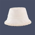 thumbnail image 2 of iHPH7 Bucket Sun Hats for Women Sun Protection Hat Adult Bucket Hat Sun Cap Faux Fur Hat, White One Size, 2 of 4