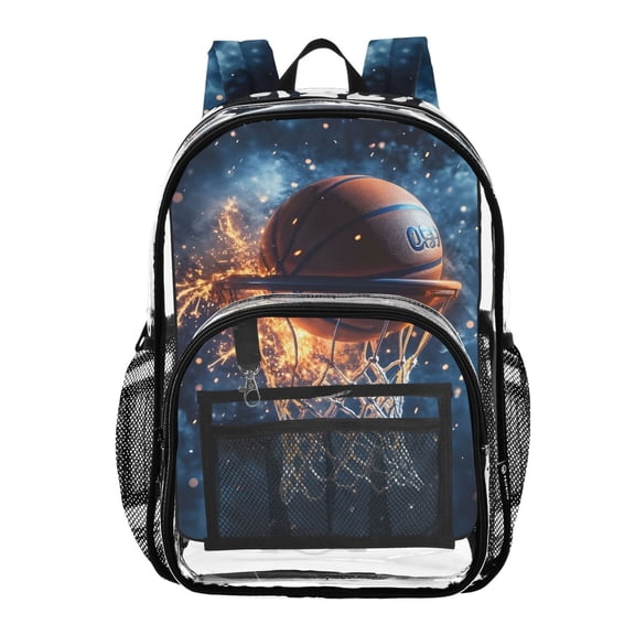 ALAZA Clear Backpack Basketball Sparks PVC Transparent BookBag