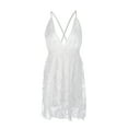 thumbnail image 4 of Douhoow Women White Sleeveless Dress Deep V-neck Backless Summer Beach Sundress, 4 of 8