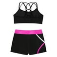 thumbnail image 4 of inhzoy Kids Girls 2PCs Athletic Tracksuits Raceback Crop Top with Shorts Gymnastic Workout Dancewear Activewear B Hot Pink 14, 4 of 5