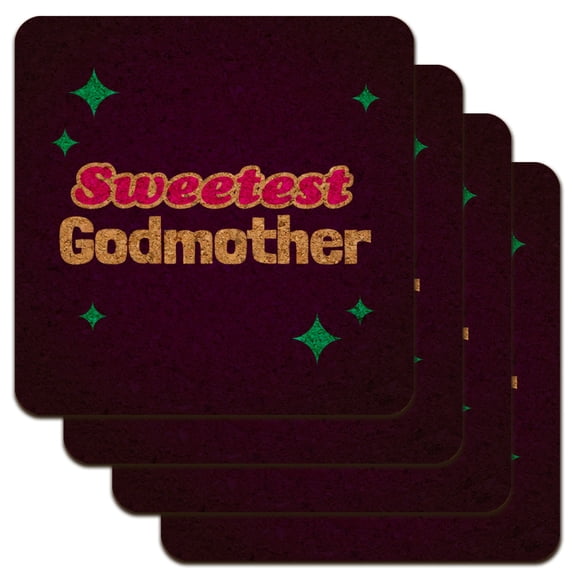 Sweetest Godmother Low Profile Novelty Cork Coaster Set