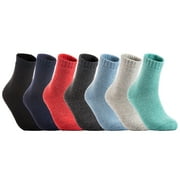 Lian LifeStyle Women's 4 Pairs Extra Thick Wool Boot Socks Crew Plain Size 6-10 Assorted LK01