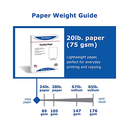 PrintWorks Professional Prepunched Paper, 8.5 x 11, 20 lb., Velobind 11 Pin or Velobind 4 Pin Report & Presentation Paper, 500 Sheets, White (04330)