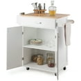 thumbnail image 2 of Topbuy Kitchen Island Rolling Cart Storage Cabinet w/ Spice Rack White, 2 of 3