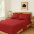 thumbnail image 1 of Comfy Bamboo World Series 90gsm 4pc Microfiber Bedsheets Sheet Set, Queen Size Bed, Red, 1 of 5